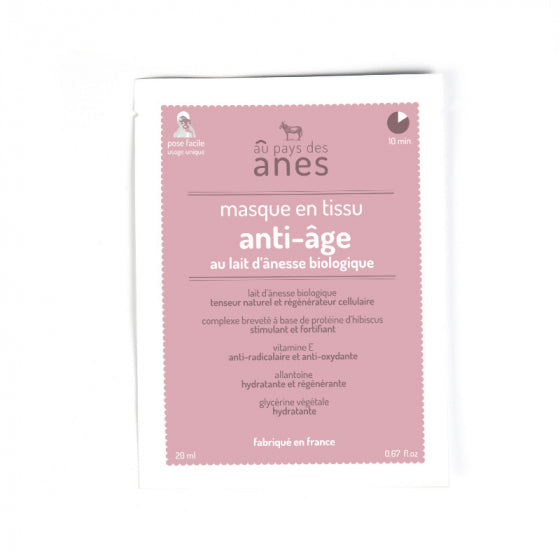 Masque en tissu au lait d'ânesse biologique 20 ml - Au pays des ânes