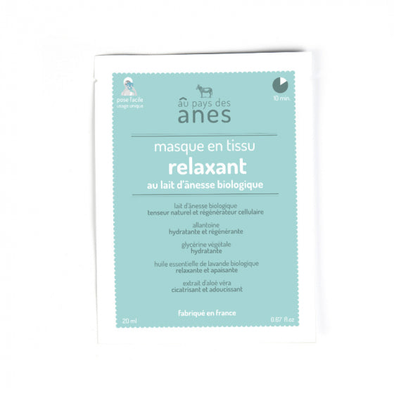 Masque en tissu au lait d'ânesse biologique 20 ml - Au pays des ânes