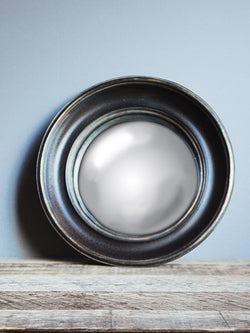 Miroir convexe 26cm bord noir & or antique - Chehoma
